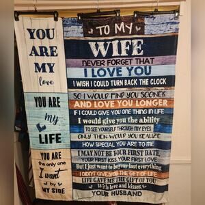 "To My Wife I Love You" Fleece Throw 62 X 47 Very Soft never used comfy cozy